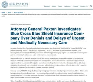 Blue Cross Blue Shield Investigation
